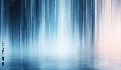 Abstract blue and white vertical lines creating a serene water-like effect.