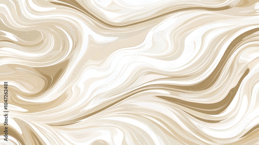 Fototapeta premium Flowing marble pattern in beige and white, creating a seamless fluid background.