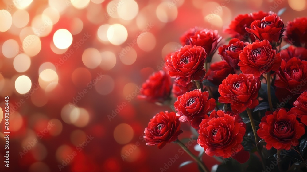 Romantic Red Roses with Bokeh Background Romantic Red Roses with Bokeh Background