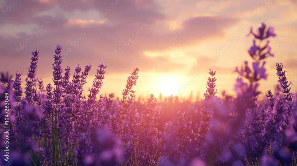 Obraz premium A soft breeze blowing through a field of lavender, symbolizing peace of mind and holistic mental health,