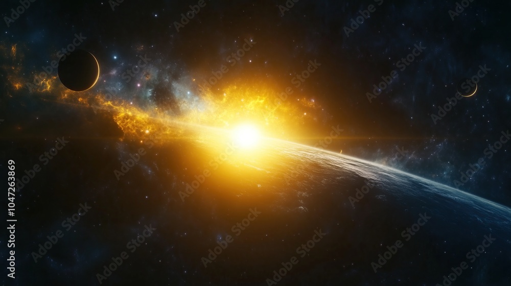 Galaxy space scene with planets, stars and galaxies