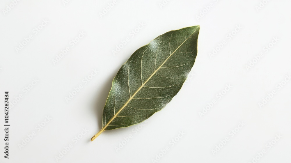 Obraz premium Single Bay Leaf on a White Background