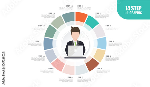 employee full circle Pie charts for infographics. Elements with 10, 11, 12, 13, 14, 15, 16, 17, 18, 19, 20 steps, options.