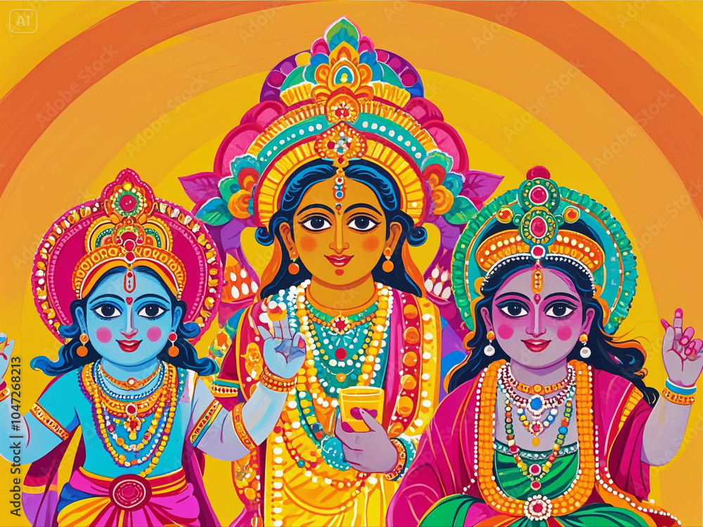 Fototapeta premium Colorful Krishna Janmashtami festival background