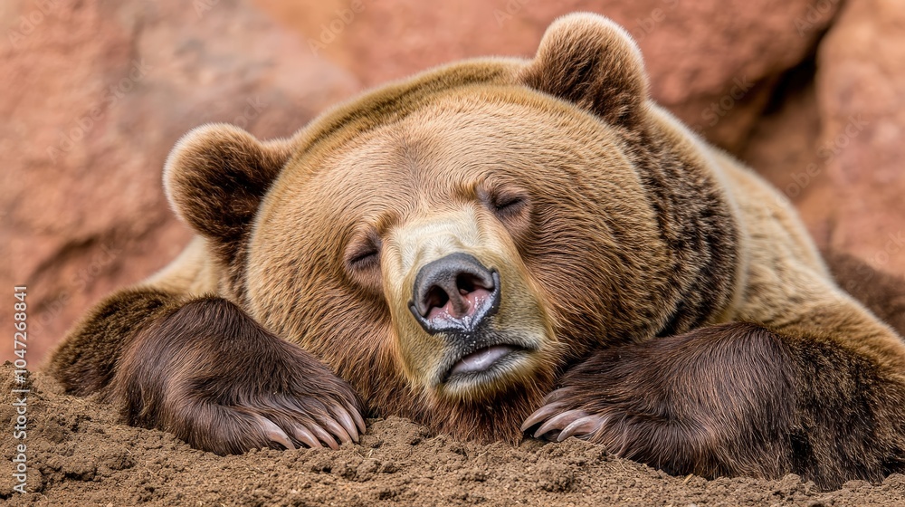 Obraz premium Bears Sleeping Peacefully in Natural Habitat