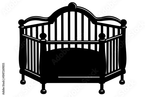 Silhouette of a baby crib vector.. perfect for clipart use.