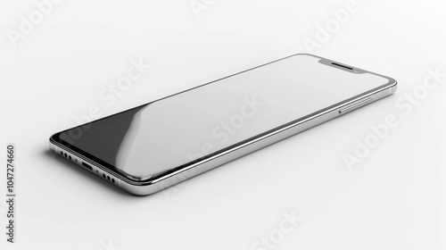 Silver Smartphone with Blank Screen on White Background