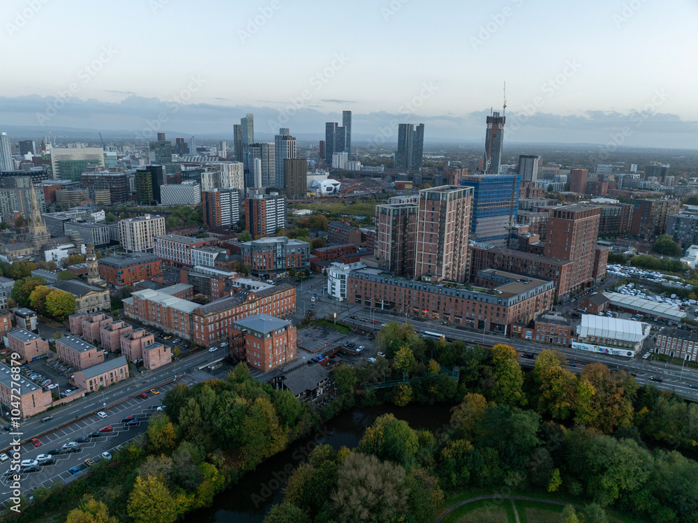 Fototapeta premium aerial view of the city of Salford