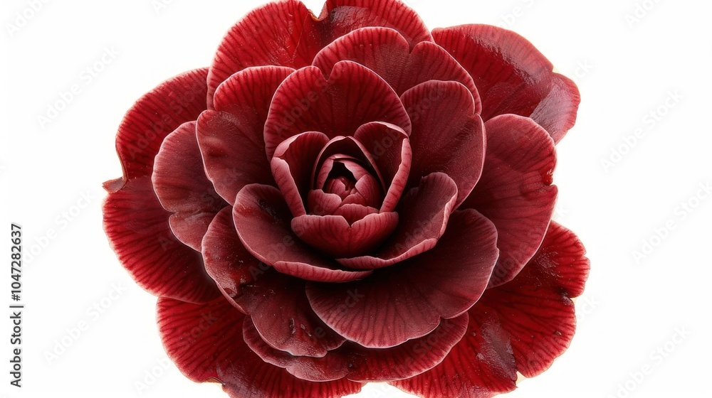 A Single, Deep Red Camellia Flower with Veined Petals A Single, Deep Red Camellia Flower with Veined Petals