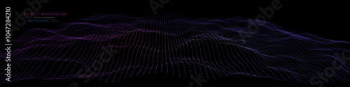 Abstract  background futuristic waves from lines on black. Technology concept analytical  data.  Banner for business, science and technology data analytics. Big Data.