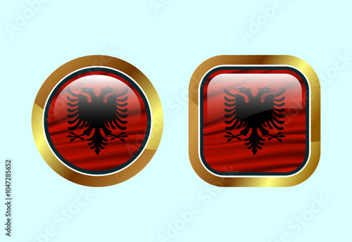 Glossy flag button of Albania, High quality web button design