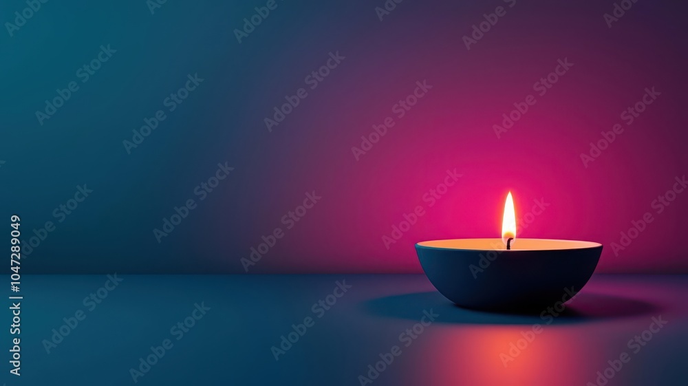 Close-up of a single diya glowing brightly in the darkness, peaceful moment Close-up of a single diya glowing brightly in the darkness, peaceful moment
