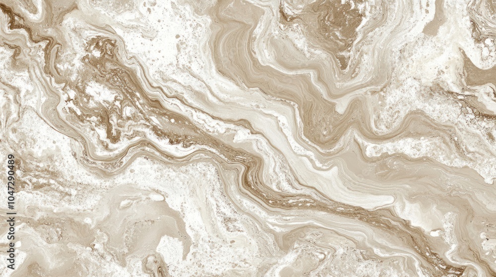 Fototapeta premium Seamless marble pattern with swirling liquid-like textures in soft beige and white tones.