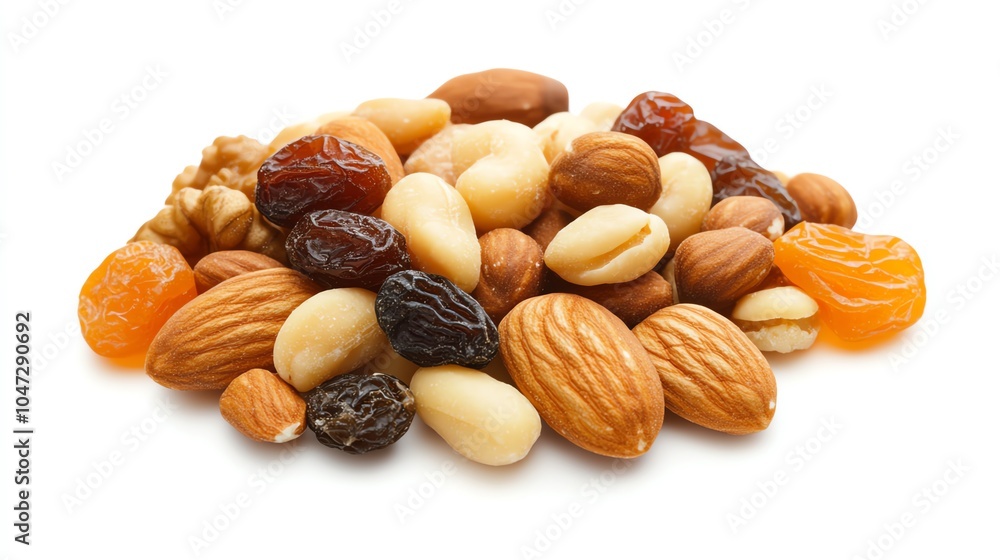 A diverse assortment of nuts and dried fruits arranged neatly, perfect for healthy snacks or culinary presentations. A diverse assortment of nuts and dried fruits arranged neatly, perfect for healthy snacks or culinary presentations.