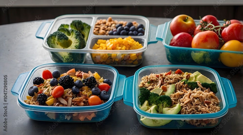 Healthy Meal Prep Containers with Fresh Vegetables and Protein for Balanced Diet . Healthy Meal Prep Containers with Fresh Vegetables and Protein for Balanced Diet .