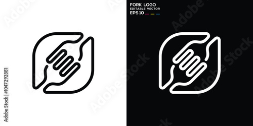 Design of fork logo with line style. Restaurant, food. Template, icon, symbol, vector EPS 10.