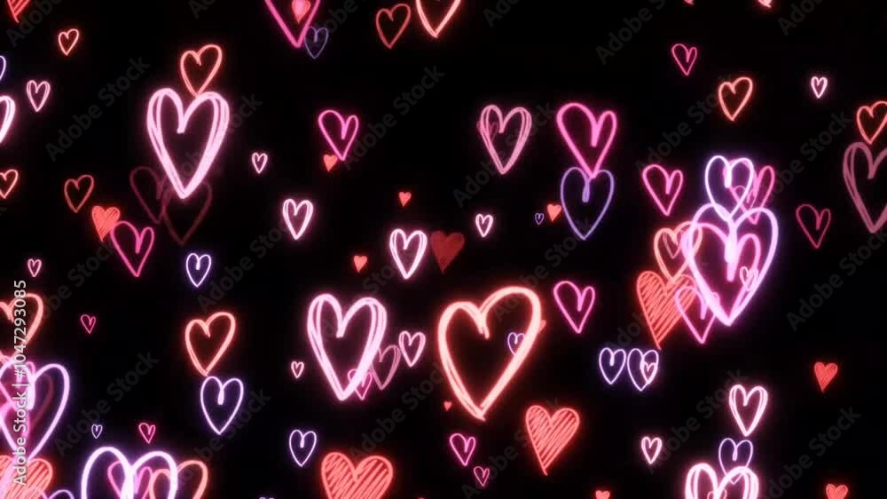 Colorful hearts floating in the air during a romantic celebration at night Colorful hearts floating in the air during a romantic celebration at night