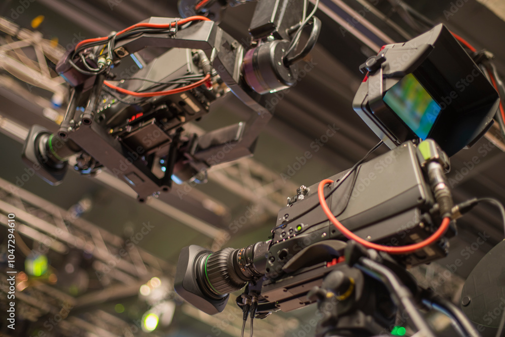 Fototapeta premium TV camera recording a program in the studio