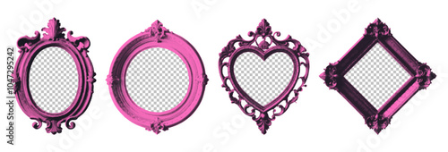 Frames are in halftones. The design of a dot collage in the style of pop art. The layout is heart, circle, oval, rhombus. Vector.