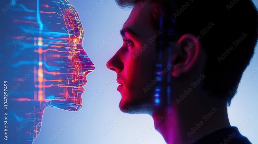 Man facing an AI entity