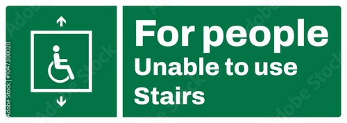 ISO emergency and first aid safety signs text variation_for people unable to use stairs_landscape size 1/2 a4,a3,a2,a1