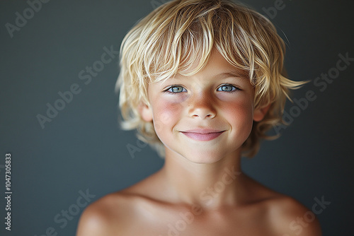 portrait of an white little boy with a smile