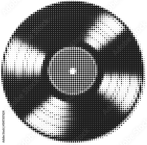 Classic Vinyl Record in Retro Halftone Style