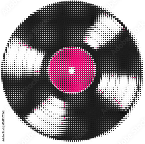 Classic Vinyl Record in Retro Halftone Style
