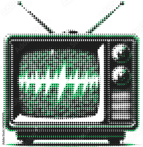 Classic Retro TV in Vintage Halftone Collage Design