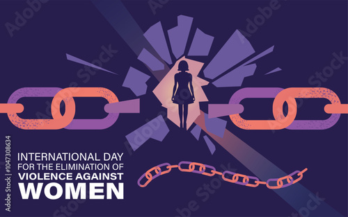 international day for the elimination of violence against women, stop Violence Against Women Banner Background Brocken chain