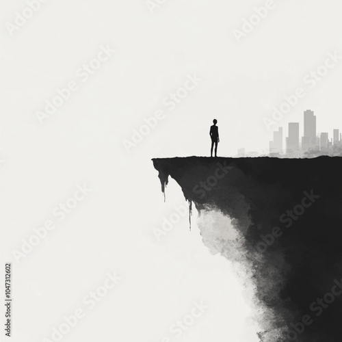 At the Edge of Existence: A Solitary Soul Amidst the Void of Life’s Meaning