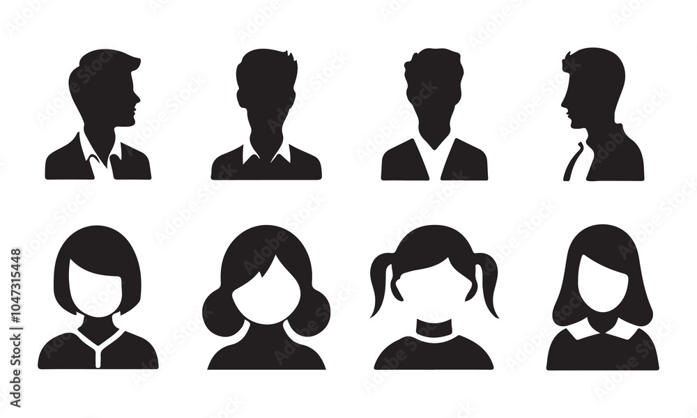 pople had icons set silhouette vector, men, ,women, people, pople had icons set silhouette vector, men, ,women, people,