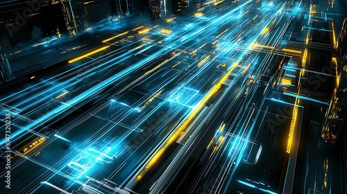 A timeline with various editing elements like transitions, effects, and multi-track layers arranged for efficient editing