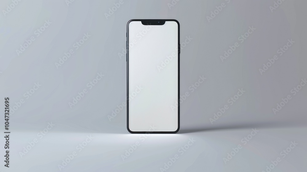 Black Smartphone with Blank White Screen on a Gray Surface Black Smartphone with Blank White Screen on a Gray Surface