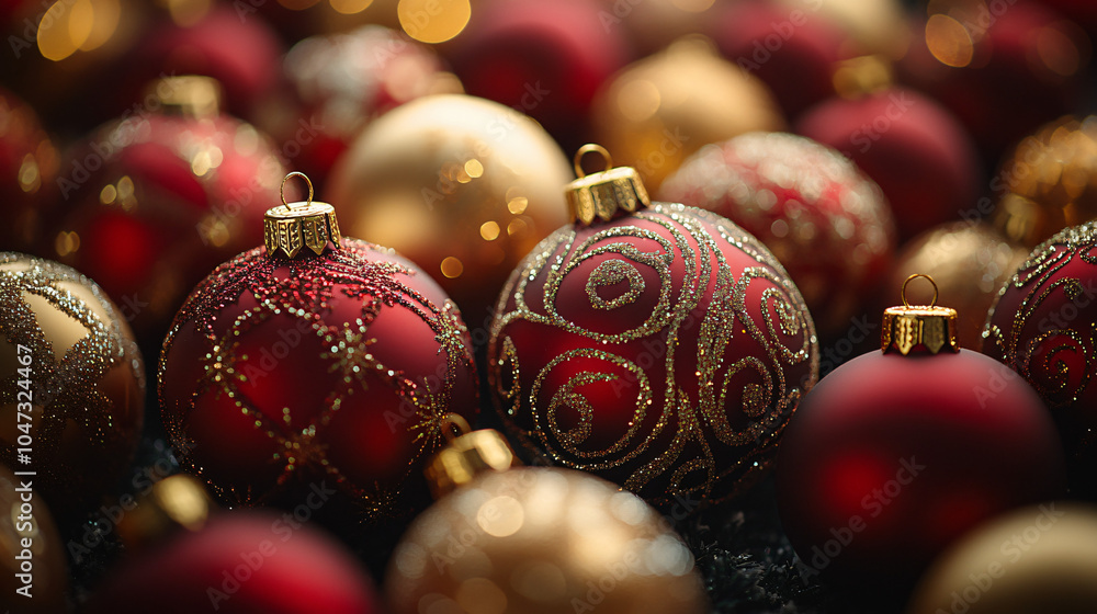 Top view, view from above, flat lay, a macro closeup sharp photo showing collection of Christmas balls, lying close to each other on a one layer to the viewer
Top view, view from above, flat lay, a macro closeup sharp photo showing collection of Christmas balls, lying close to each other on a one layer to the viewer