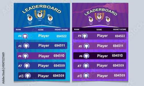 game leaderboard with abstract background vector template