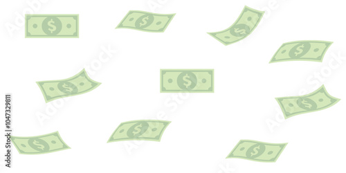 Money cash, dollar banknotes rain. Fly stack of paper, falling green bill. Financial payment, lottery win. Wealth and finance success.