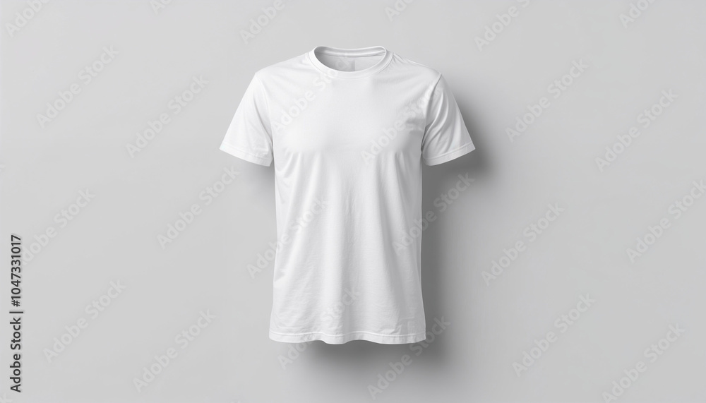 Empty T-shirt mockup with copy space for branding on a soft light background Empty T-shirt mockup with copy space for branding on a soft light background