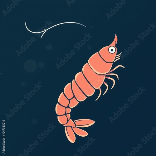 illustration of shrimp, Shrimp element cute, hand drawn of illustration prawn, Single element doodle line prawn