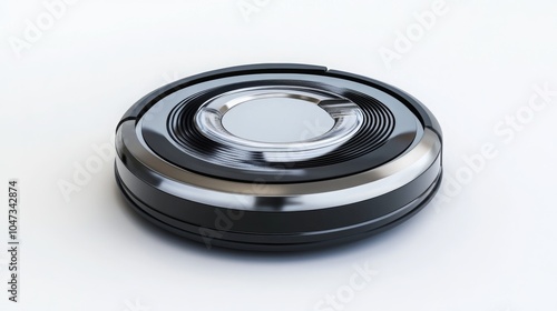 Modern robotic vacuum cleaner, isolated on a white background.