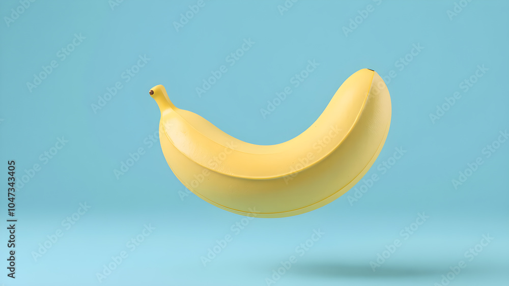 cute banana fruit with 3D view.on blue background. cute banana fruit with 3D view.on blue background.