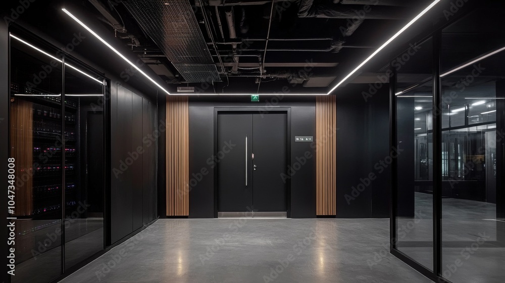 Secure financial data center with redundant power and professional lighting Secure financial data center with redundant power and professional lighting