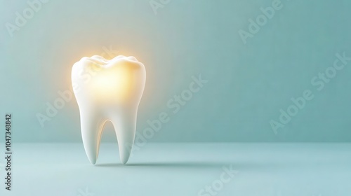 Conceptual rendering of a tooth s enamel glowing under a protective light, symbolizing health, tooth protection, enamel strength photo