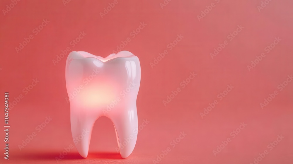 Close-up of a tooth being soothed by a gentle, warm light, symbolizing the alleviation of pain, dental pain, toothache relief Close-up of a tooth being soothed by a gentle, warm light, symbolizing the alleviation of pain, dental pain, toothache relief