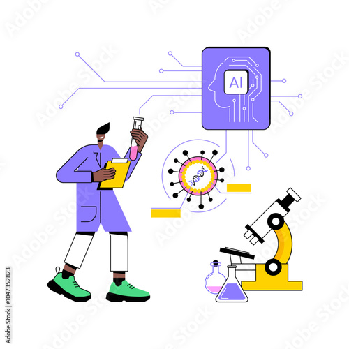 AI-Supported Medical Research abstract concept vector illustration.