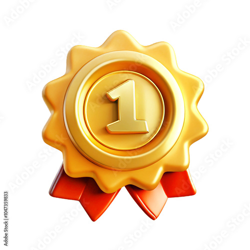 number one Warranty icon golden coin 3d cartoon style illustration