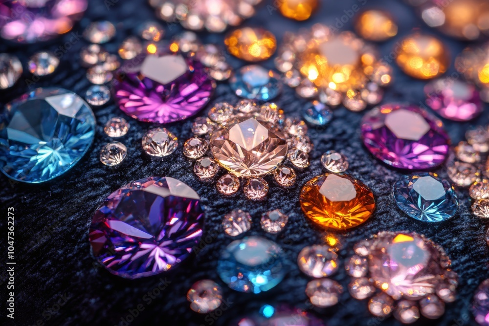 Sparkling Gemstones On Dark Velvet Background Sparkling Gemstones On Dark Velvet Background