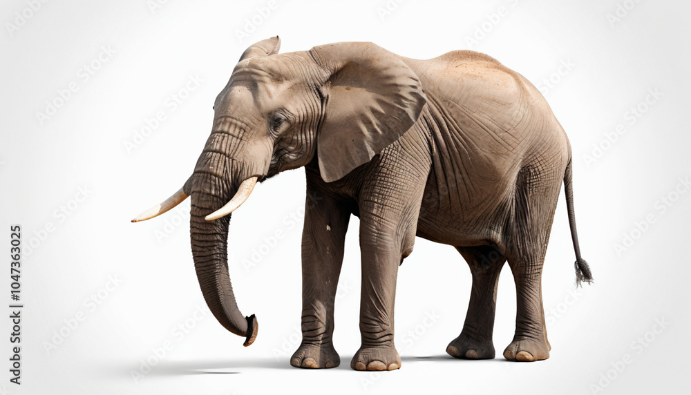 Fototapeta premium African Elephant on white background isolated