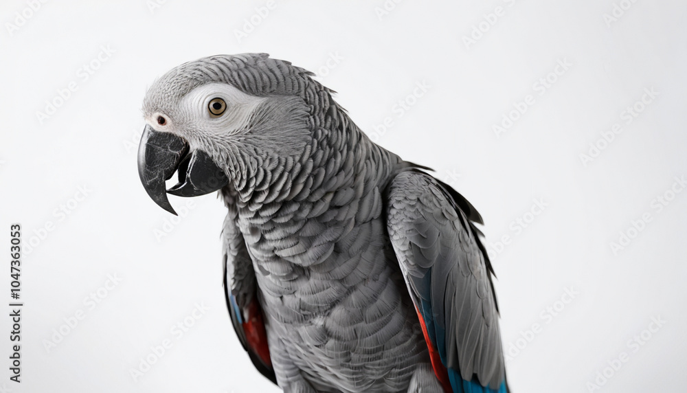 Obraz premium African Grey Parrot on white background isolated
