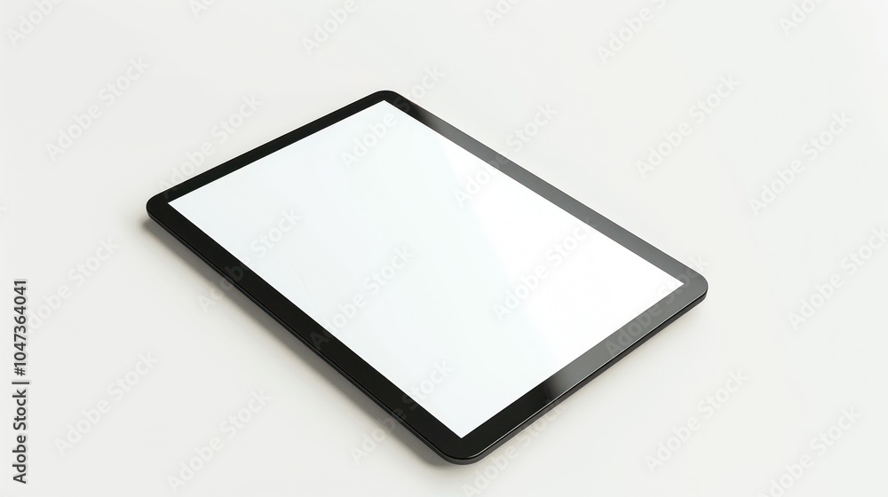 Black Tablet with Blank White Screen on White Background Black Tablet with Blank White Screen on White Background